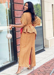 Asymmetric Pleated Kaftan Dress