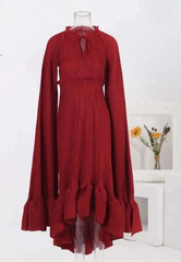 Elegant Pleated High-Low Dress