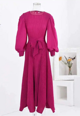 Magenta Pleated Maxi Dress