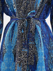 Royal Blue Baroque Print Maxi Wrap Dress