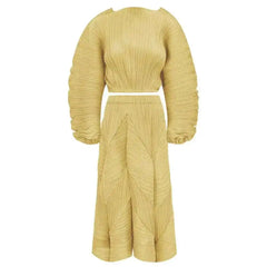 Golden Pleated Two-Piece Set