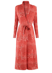 Geometric Mosaic Belted Maxi Dress