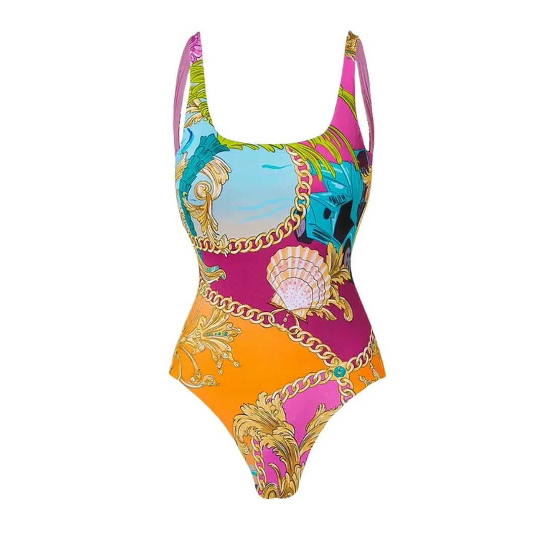 Golden Chain Oasis Print Swimsuit with Matching Sarong