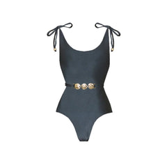 Midnight Allure Tie-Shoulder Swimsuit