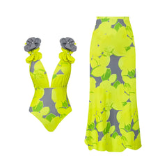 Vibrant Floral Print Swimsuit with Ruffle Details
