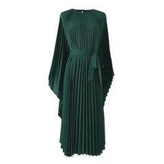 Elegant Cream Pleated Midi Dress
