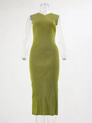 Olive Green Sheer Ruffle Maxi Dress