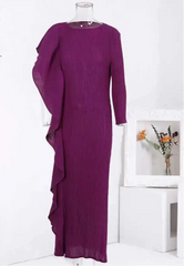 Elegant Plum Asymmetric Pleated Gown