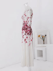 Elegant White Pleated Midi Dress