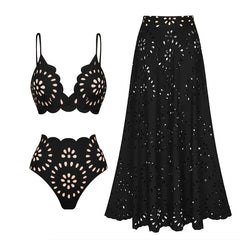 Intricate Cutout Design Swimsuit with Scalloped Trim
