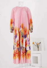 Blush Bloom Pleated Maxi Dress