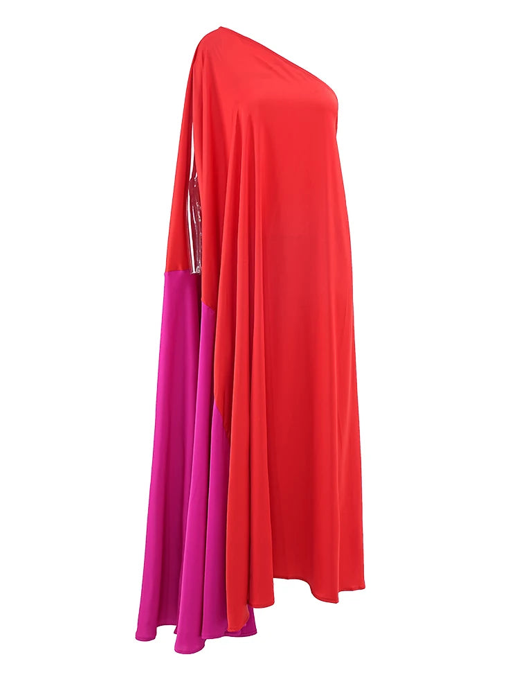 Asymmetric Colorblock Kaftan Dress