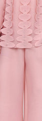 Elegant Wide-Leg Pants and Textured Floral Appliqué Top Set