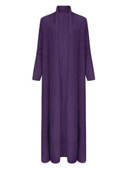 Long Open-Front Knit Cardigan
