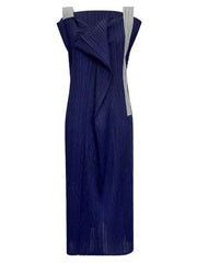 Midnight Navy Sculptural Pleated Dress