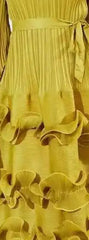 Mustard Pleated Midi Dress
