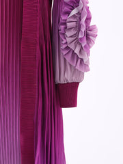 Elegant Ombre Pleated Maxi Dress