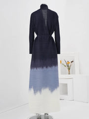 Ombre Midnight Belted Pleated Maxi Dress