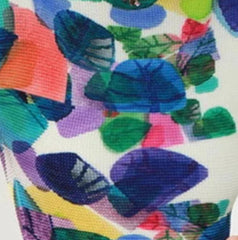 Navy Multicolor Leaf Print Pleated Knit Top