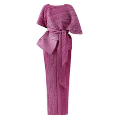 Asymmetric Pleated Kaftan Dress