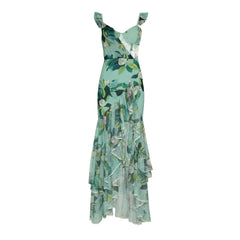 Tropical Garden Ruffle-Shoulder Swimsuit