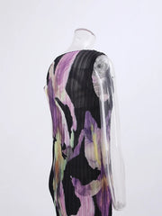 Midnight Bloom Pleated Bodycon Dress