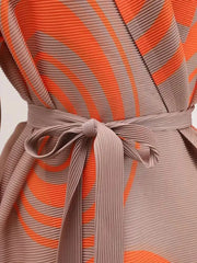 Retro Vortex Belted Maxi Dress