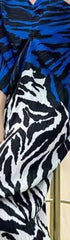 Zebra Print Contrast Pleated Batwing Maxi Dress