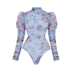 Feminine Ruffle Detail Floral Swimwear