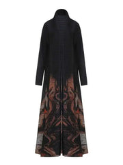 Elegant Midnight Flame Long Open-Front Cardigan Dress