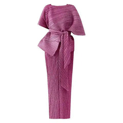 Minimalist Grey Pleated Maxi Dress