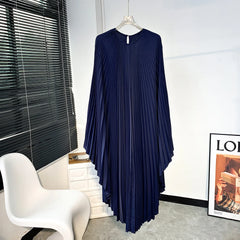 Elegant Cream Pleated Midi Dress