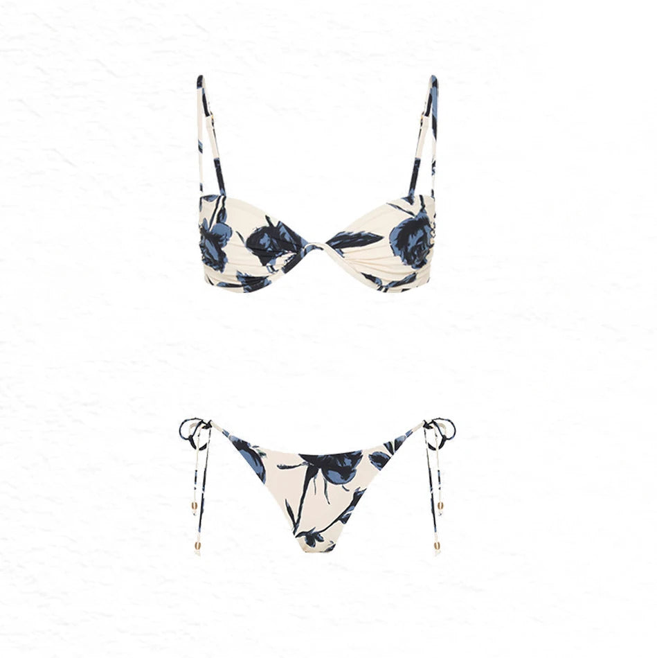 Sophisticated Black & White Rose Swimsuit
