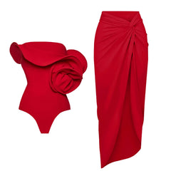 Scarlet Rose One-Shoulder Swimsuit
