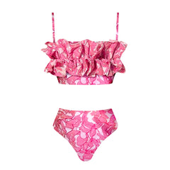 3Pieces Printed Bikinis Cover Up Women Swimsuit