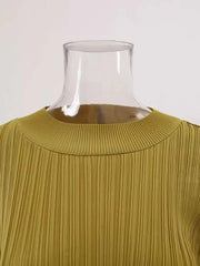 Mustard Pleated Midi Dress