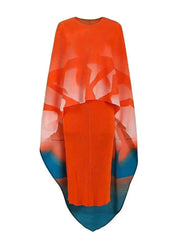 Sunset Ombre Cape Overlay Bodycon Dress