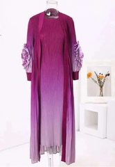 Elegant Ombre Pleated Maxi Dress