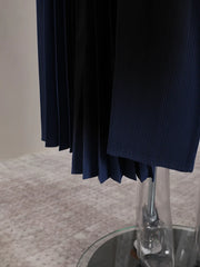 Royal Blue and Black Ombre Pleated Open Robe Dress