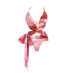 Unique Wrap Front Floral Swimsuit