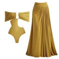 Elegant One-Shoulder Swimsuit with Tulle Detail