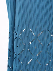 Teal Sculpted Pleated Kaftan Dress