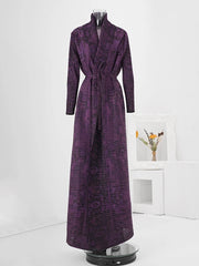Elegant Plum Textured Long Wrap Dress