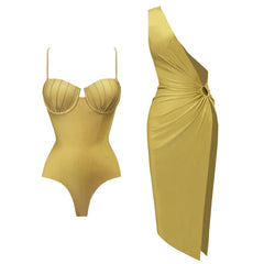 Golden Glamour Sculpted One-Piece Swimsuit