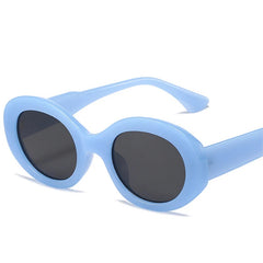 Chic Pastel Blue Oval Sunglasses