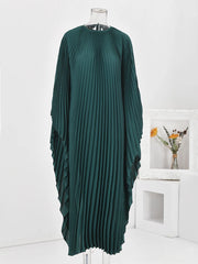 Burgundy Accordion Pleated Kaftan Dress