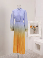 Elegant Ombre Pleated Maxi Dress