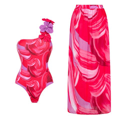 Vibrant Floral Print Swimsuit with Ruffle Details