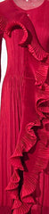 Elegant Forest‑Pleated Ruffle Midi Dress