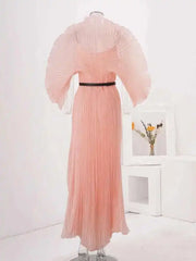 Pleated Blush Pink Maxi Dress